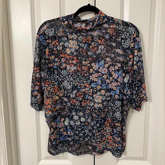 By Anthropologie Half-Sleeve Mesh Top - Picture 2 of 4